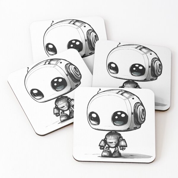 Item preview, Little adorable robot: black and white sketch designed and sold by byaz3.
