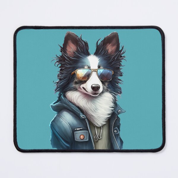 Item preview, Cute Collie wearing a denium jacket and sunglasses. designed and sold by HouseOfRosy.