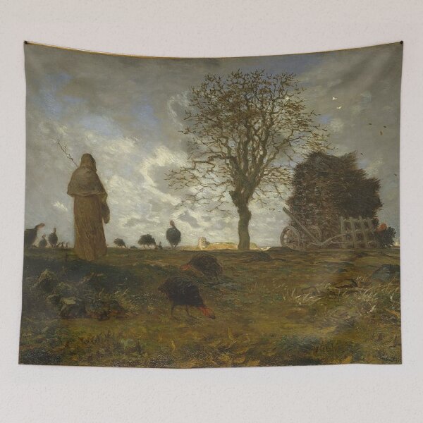 Item preview, Autumn Landscape with a Flock of Turkeys designed and sold by tomorrowsart.