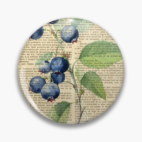Item preview, Botanical print, on old book page - blueberry designed and sold by Art by Lilia.