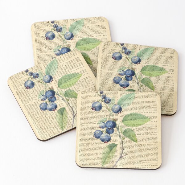 Item preview, Botanical print, on old book page - blueberry designed and sold by Art by Lilia.