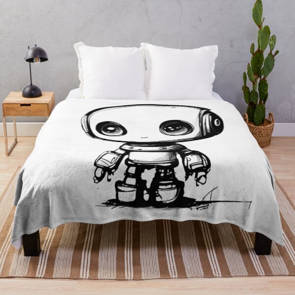 Item preview, Little adorable robot: black and white sketch designed and sold by byaz3.