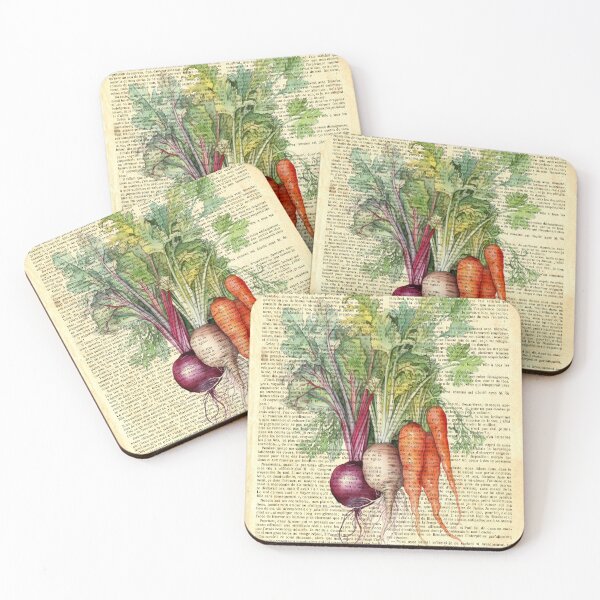 Item preview, Botanical print, on old book page - garden vegetables designed and sold by Art by Lilia.