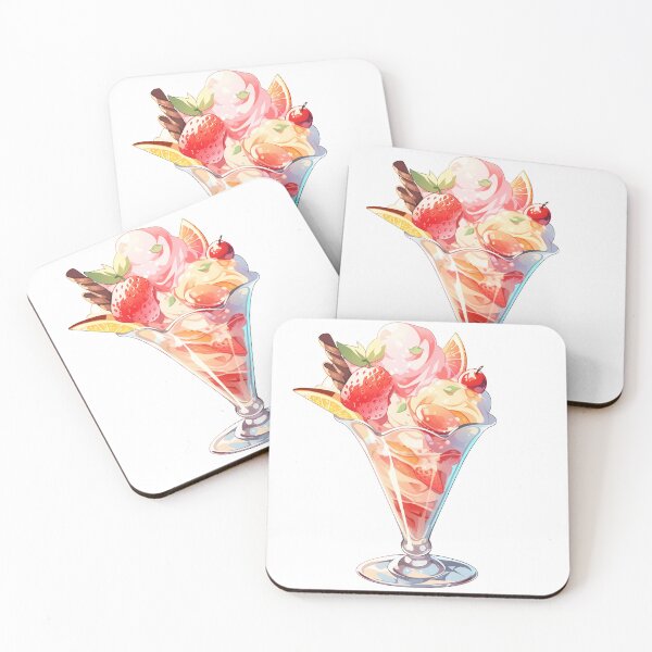 Item preview, Cute Kawaii Colorful Summer Fruit Ice Cream in a Glass designed and sold by CozyKawaiiArt.