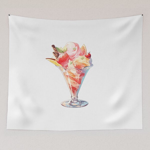 Item preview, Cute Kawaii Colorful Summer Fruit Ice Cream in a Glass designed and sold by CozyKawaiiArt.