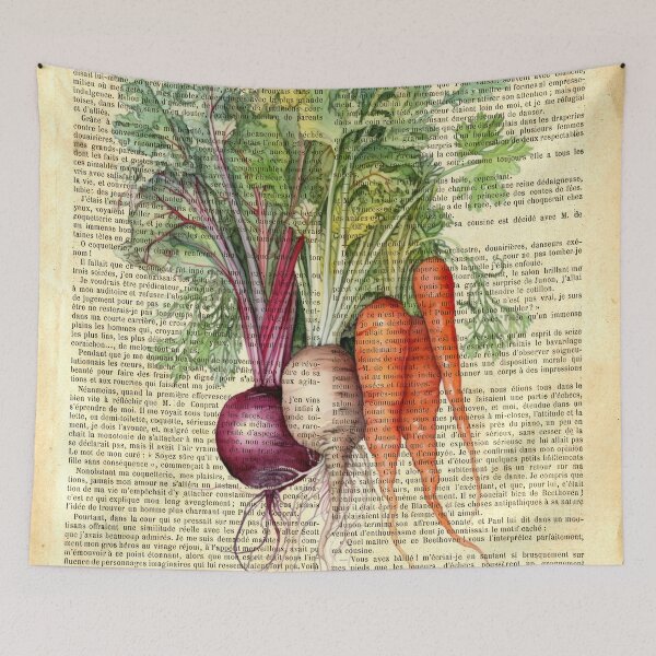 Item preview, Botanical print, on old book page - garden vegetables designed and sold by Art by Lilia.