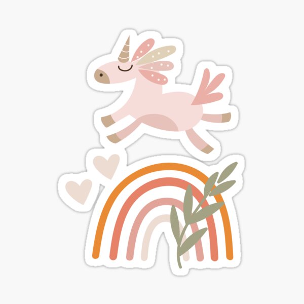 Rainbow unicorn horn swirl in teal, blue, purple, pink, peach, orange,  yellow, green | Sticker