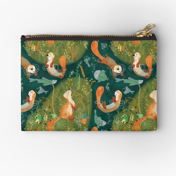 Pattern 74 - Playful otters by the river Zipper Pouch