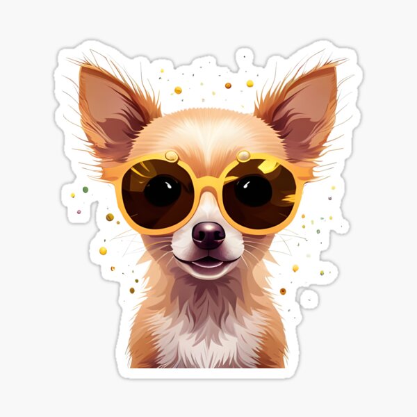 Happy Chihuahua wearing sunglasses Sticker