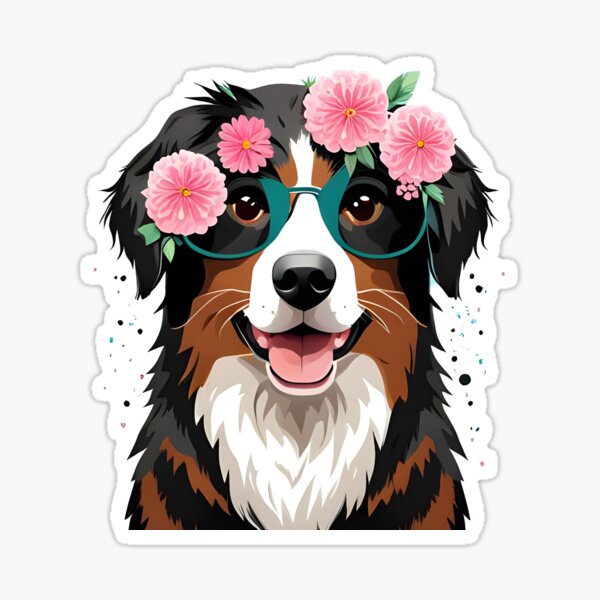 Lovely Bernese Mountain Dog wearing sunglasses Sticker