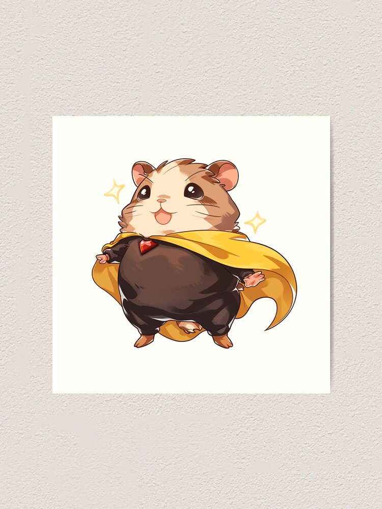 Content Baby Hamster with Cheese: Bandana-Adorned Cartoon Sticker