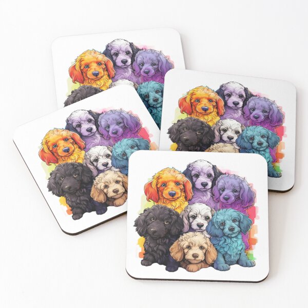 Item preview, Seven Multi-coloured Whimsical and Lovable Poodle Puppies designed and sold by CatDogBin.