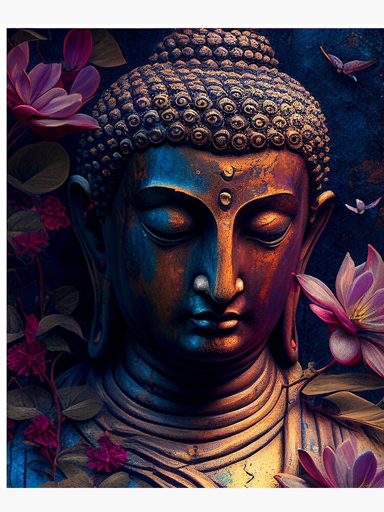 Hand-drawn sitting buddha meditating in lotus pose