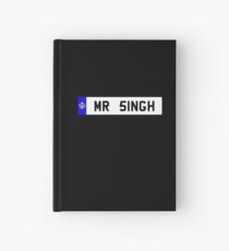 MR SINGH MR 5INGH UK NUMBER PLATE T-SHIRT, SIKH PUNJABI SIKHISM PUNJAB INDIAN Hardcover Journal