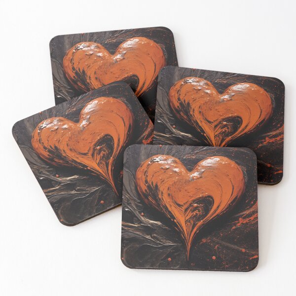 Item preview, A black and brown colored textured painting  of a heart designed and sold by isBotStore.