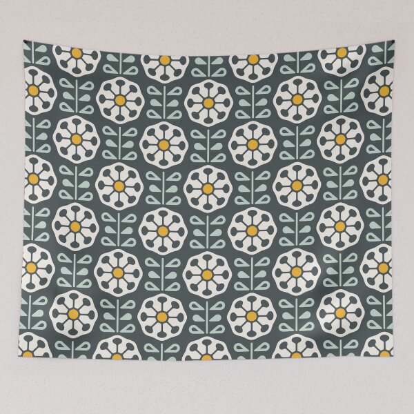 Item preview, KF 0080 A - Vintage Retro Dandelion Flower 70s Modern Geometric Floral Pattern designed and sold by KhakiFinch.