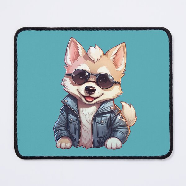 Item preview, Cartoon Husky wearing a leather jacket and sunglasses. designed and sold by HouseOfRosy.