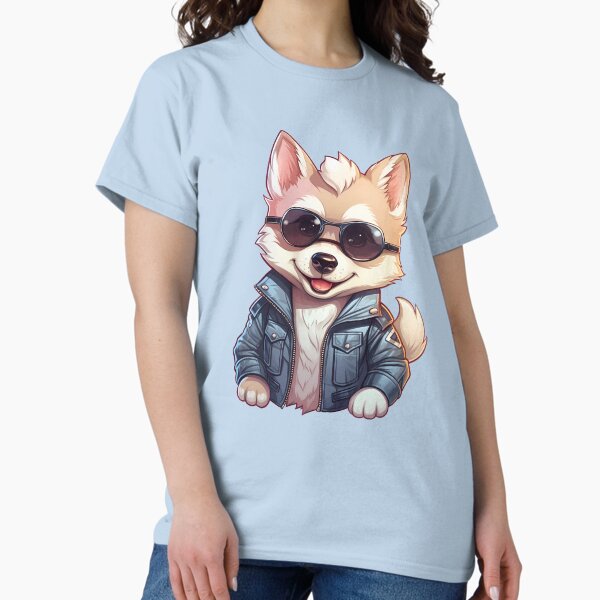 Item preview, Cartoon Husky wearing a leather jacket and sunglasses. designed and sold by HouseOfRosy.