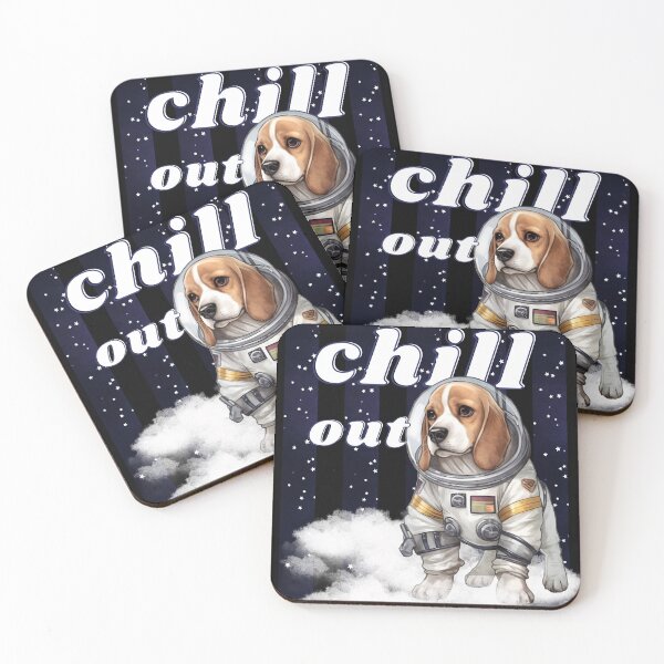 Item preview, Chill out - Beagle Astronaut, rest and relaxation. Relax and calm. Calm down, chill out. Funny Spacedog designed and sold by PupilLove.