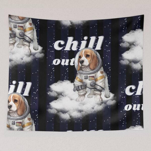 Item preview, Chill out - Beagle Astronaut, rest and relaxation. Relax and calm. Calm down, chill out. Funny Spacedog designed and sold by PupilLove.