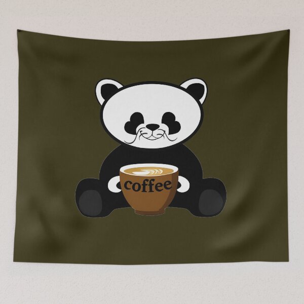 Item preview, smiling grandpa panda at the sight of coffee designed and sold by MacLis.