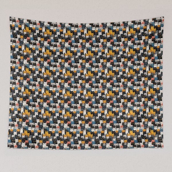 Item preview, a playful display of inquisitive felines caught in various stages of curiosity, designed to captivate and amuse, perfectly adapted for seamless extensions across fabrics and materials. designed and sold by FB-PH.