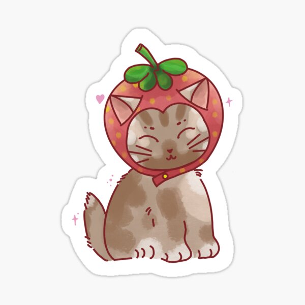"Strawberry Tabby Cat, Hat Strawberry Hat Cute sticker " Sticker for