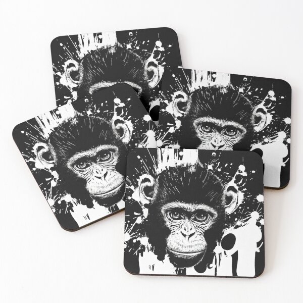 Item preview, Enchanting Simplicity: Black and White Monkey Art that Charms designed and sold by FashionHomeCo.