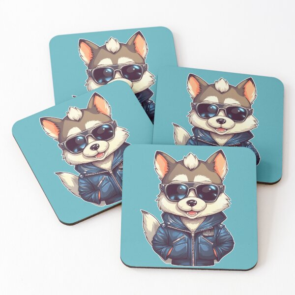 Item preview, Cartoon Husky wearing a leather jacket and sunglasses. designed and sold by HouseOfRosy.