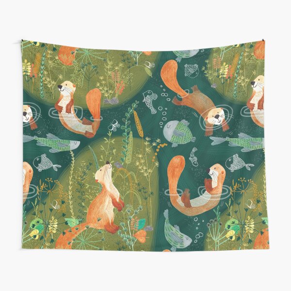 Pattern 74 - Playful otters by the river Tapestry