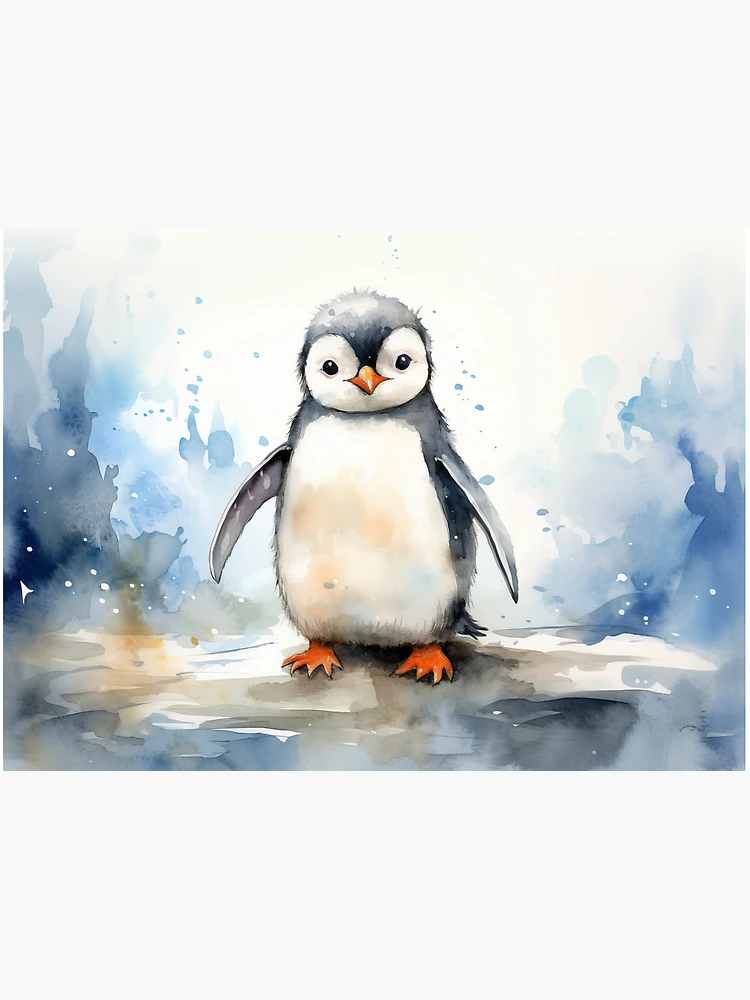 Aquarell-Pinguin mit Geschenk-Winterkleidung · Creative Fabrica