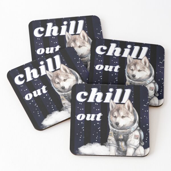 Item preview, Chill out - Syberian Husky Dog Astronaut, rest and relaxation. Relax and calm. Calm down, chill out. Funny Spacedog designed and sold by PupilLove.