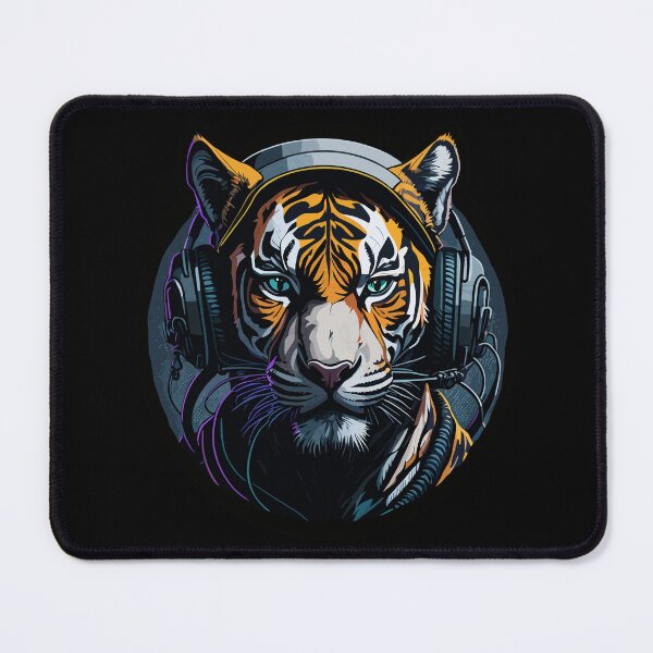 Item preview, Tiger DJ -Wearing headphones. designed and sold by tinytiger77.
