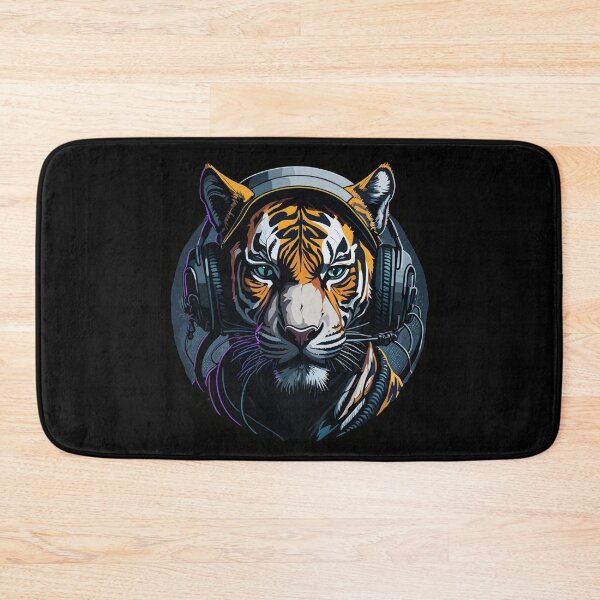 Item preview, Tiger DJ -Wearing headphones. designed and sold by tinytiger77.