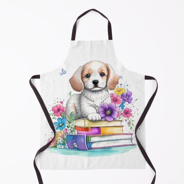 Item preview, Cute Puppy Colourful Books and Flowers designed and sold by ZanyPaintbrush.