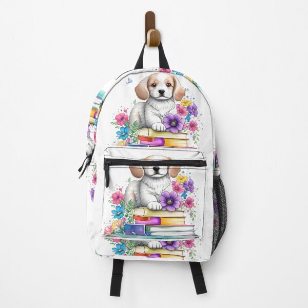 Item preview, Cute Puppy Colourful Books and Flowers designed and sold by ZanyPaintbrush.