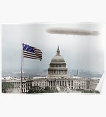Washington Capitol and Blimp Poster