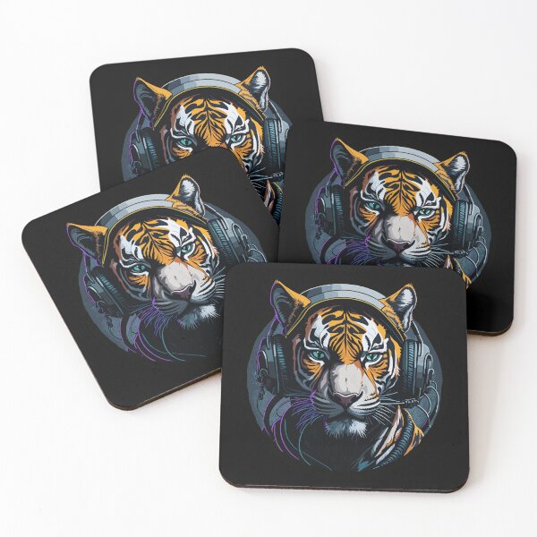 Item preview, Tiger DJ -Wearing headphones. designed and sold by tinytiger77.