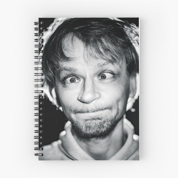 Item preview, Middle-aged man making mouths, crazy portrait, black and white designed and sold by Alexander Sorokopud.