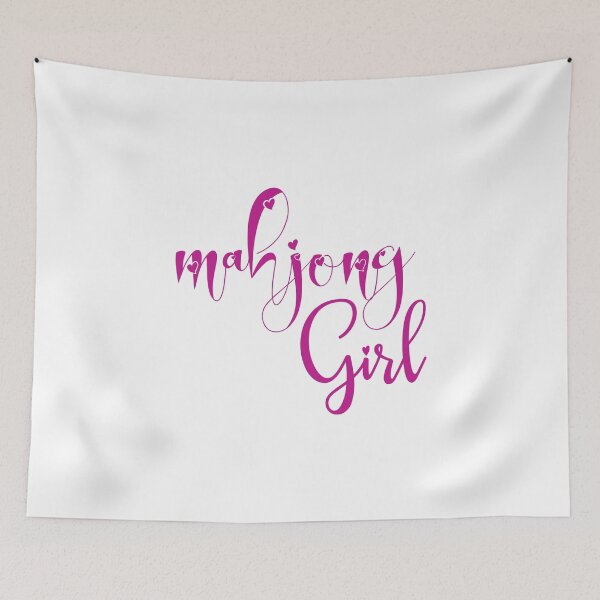 Item preview, mahjong girl- callygraphic pink font with hearts, girly, lovely, feminine designed and sold by EmeraldeaArt.
