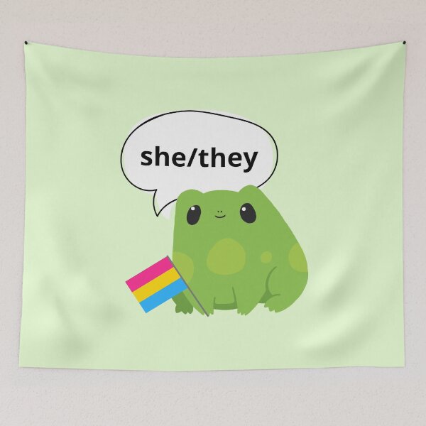 Item preview, Frog Pansexual She/They Pronoun designed and sold by Furia LGBTQ+ Accessories.