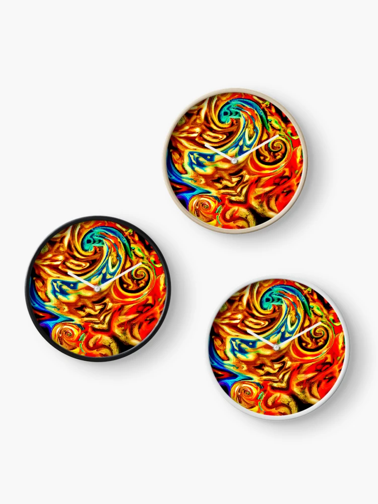 Thumbnail 3 of 4, Clock, Abstract Color Splashes designed and sold by Health And Fitness Posts e-Store.