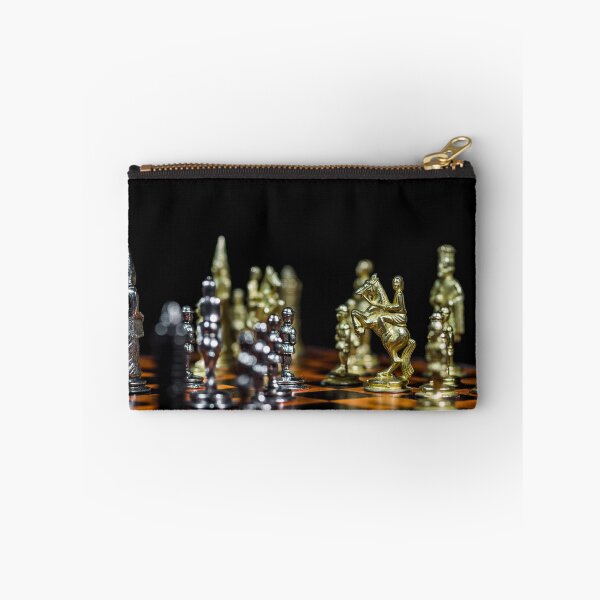 Item preview, Miniature steel chess figures on chess-board, black against white, table game designed and sold by Alexander Sorokopud.