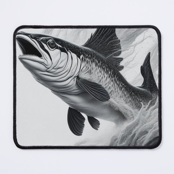 Item preview, A majestic salmon leaping out of a rushing river designed and sold by kiyaansh16.