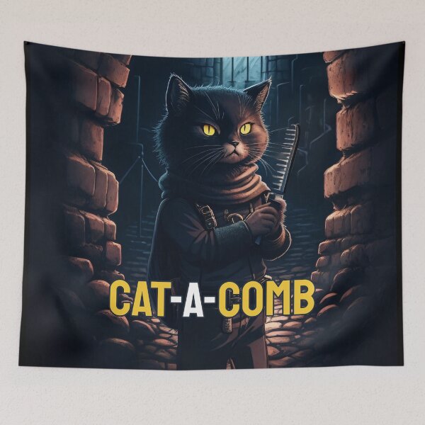Item preview, CAT-A-COMB | Unique cat in catacombs with comb in hand designed and sold by twisted-dot.