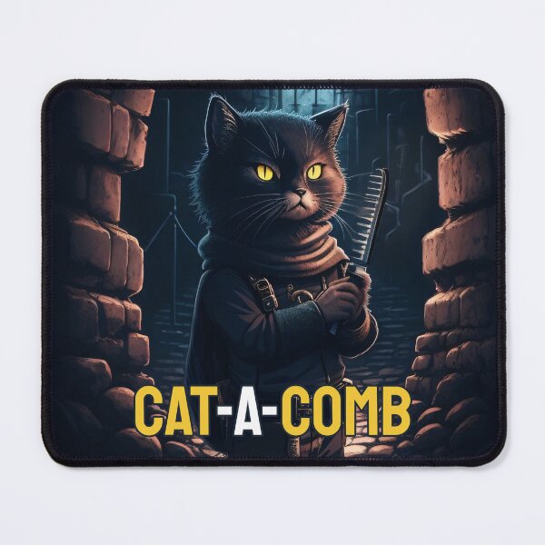 Item preview, CAT-A-COMB | Unique cat in catacombs with comb in hand designed and sold by twisted-dot.