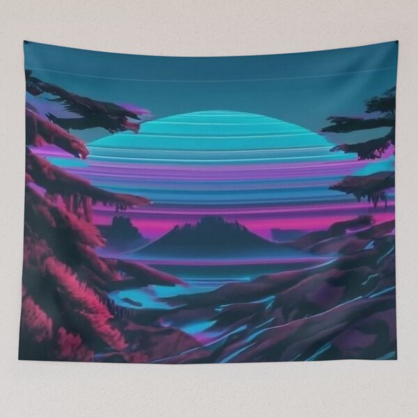 Item preview, Synthwave Mountain: Enchanted Harmony designed and sold by Boubidou.