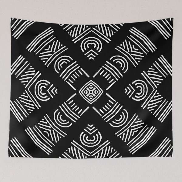 Aperçu de l'œuvre tribal blanc et noir créée et vendue par drape-island.