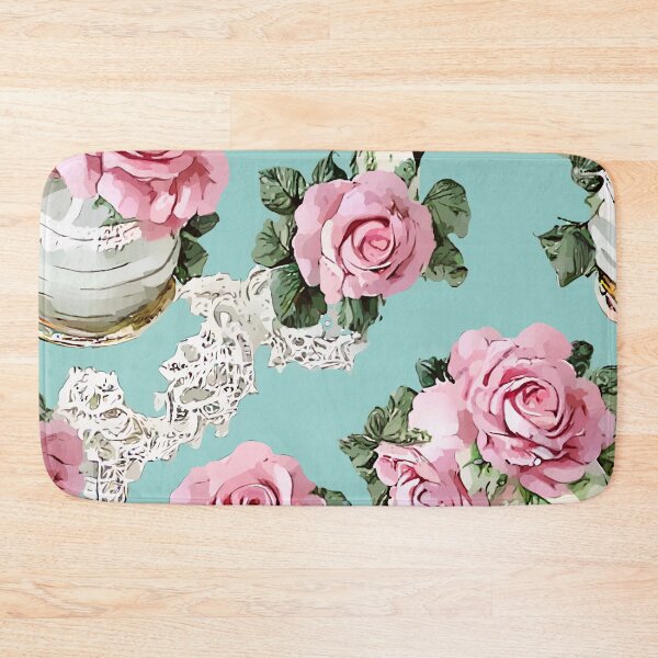 Item preview, French roses and lace on duck egg designed and sold by SophieClimaArt.