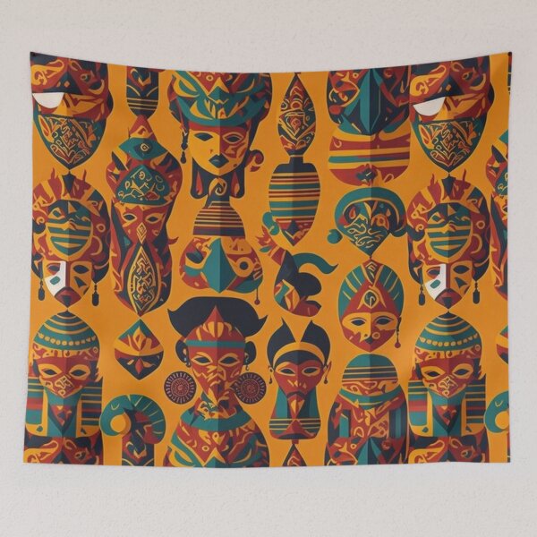 Item preview, Ancient Tribal Masks Pattern designed and sold by kn-clothing.